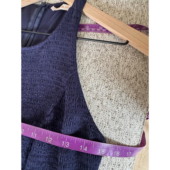 Tory Burch Smocked Racer Back Midi Fit and Flare Dress Style 39454 in Navy, M - Picture 9 of 9